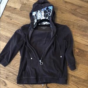 Terrycloth brown zip up and capri set